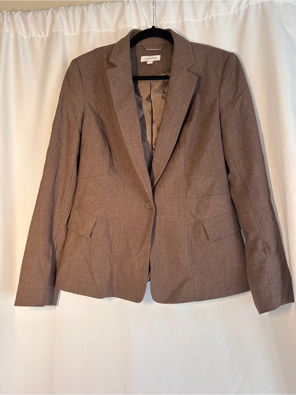 Calvin Klein Brown Skirt Suit Set Size 10 Career Office Blazer with dress